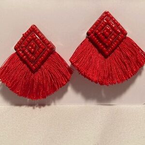 Bauble Bar Red Fringe Earings